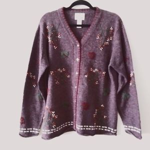 Stitches In Time Plum Cardigan  Sz L